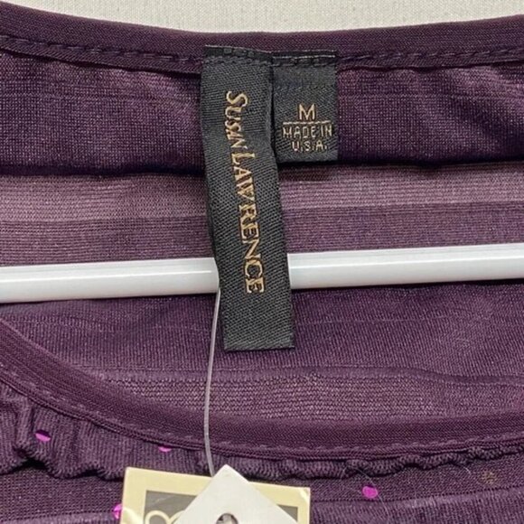 Susan Lawrence Ruffle Blouse Women's Medium Purple Sheer Long Sleeves NWT - Picture 8 of 10